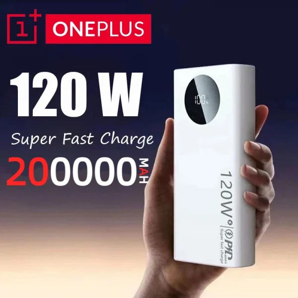 OnePlus 200000mAh Power Bank 120W Fast Charging High Capacity Portable Battery Charger Moblie For iPhone Samsung For XIAOMI